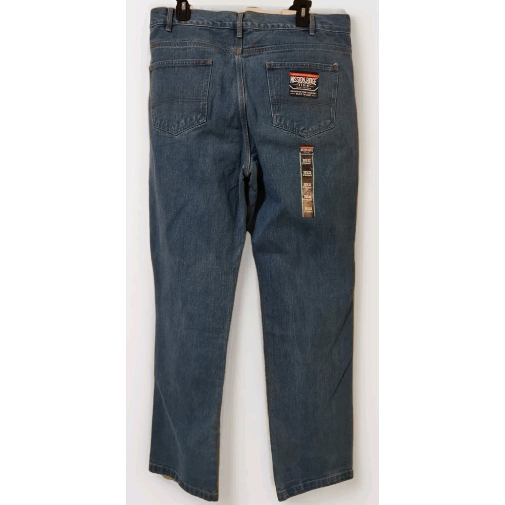 Mission Ridge Jeans Men's 38x32 Rugged Denim Workwear Blue Straight Leg 5 Pocket